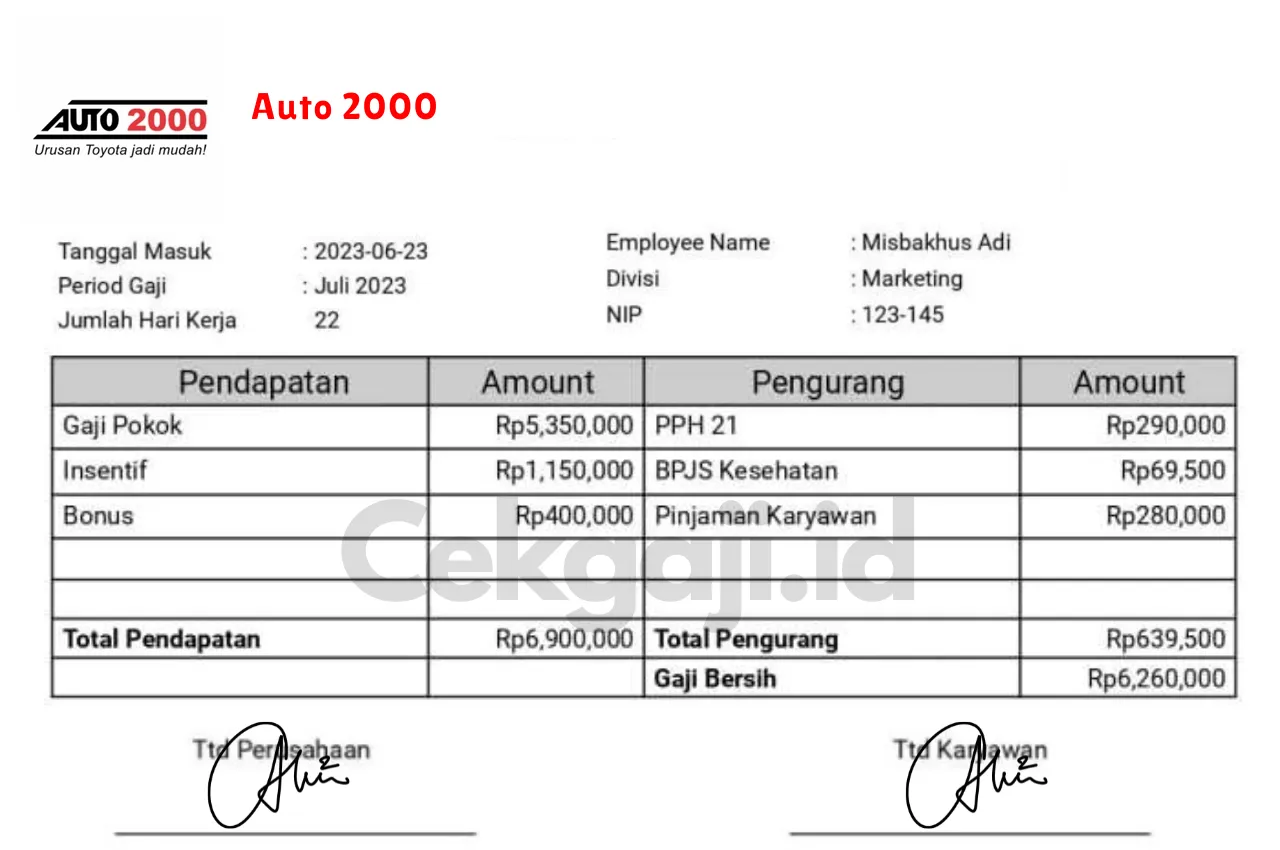 Slip Gaji Auto 2000