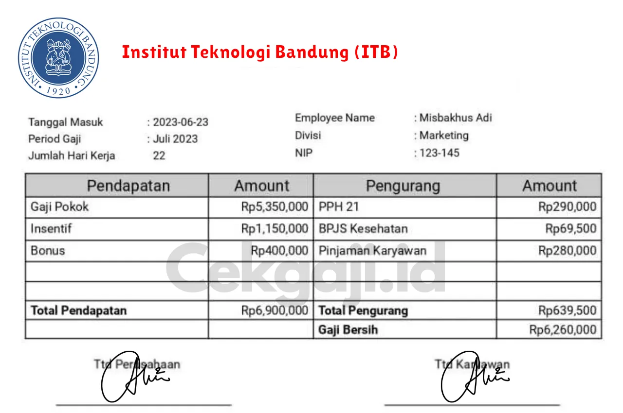 Slip Gaji Institut Teknologi Bandung (ITB)