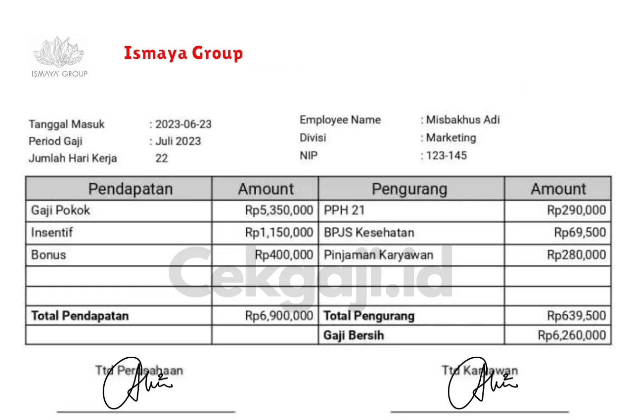 Slip Gaji Ismaya Group