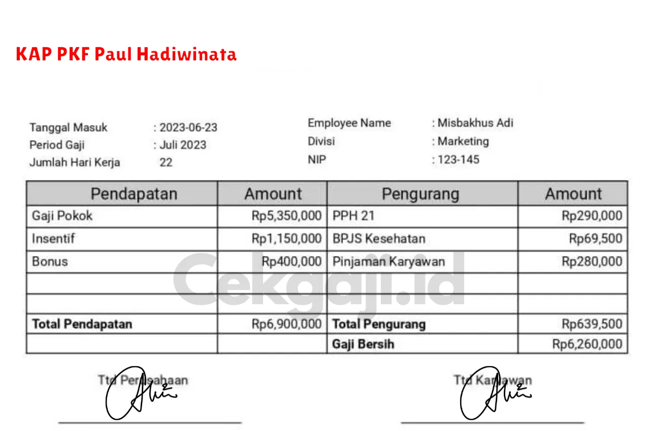 Slip Gaji KAP PKF Paul Hadiwinata