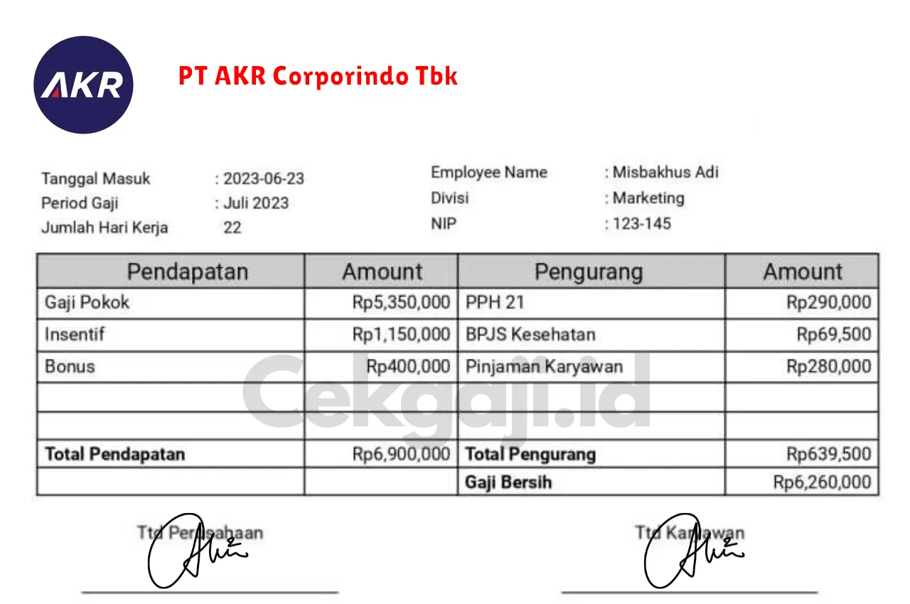 Slip Gaji PT AKR Corporindo Tbk