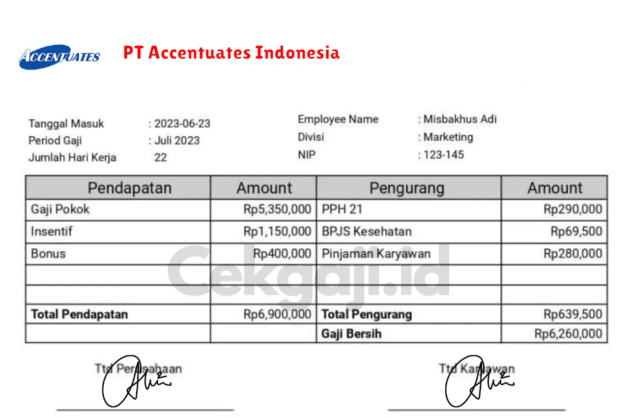 Slip Gaji PT Accentuates Indonesia