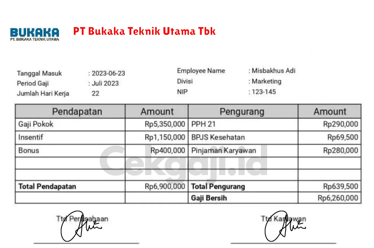 Slip Gaji PT Bukaka Teknik Utama Tbk