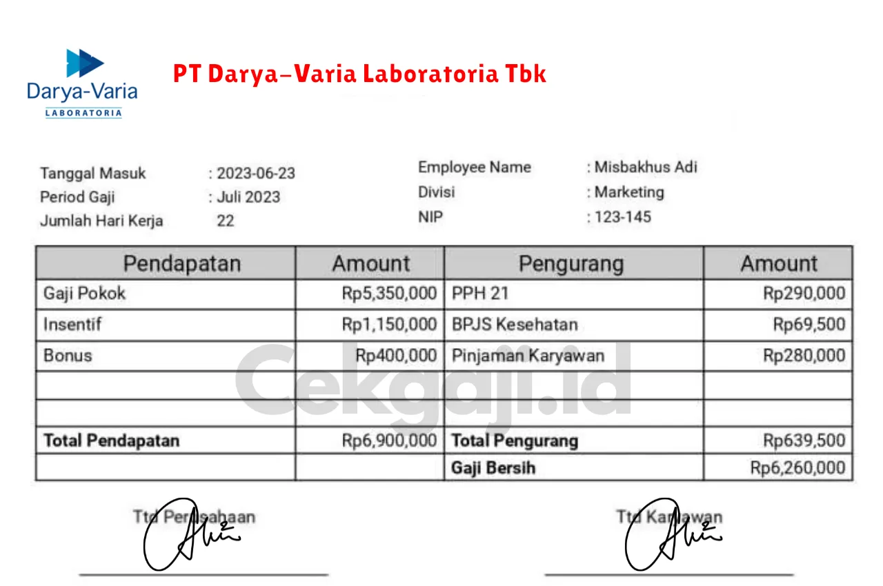 Slip Gaji PT Darya-Varia Laboratoria Tbk