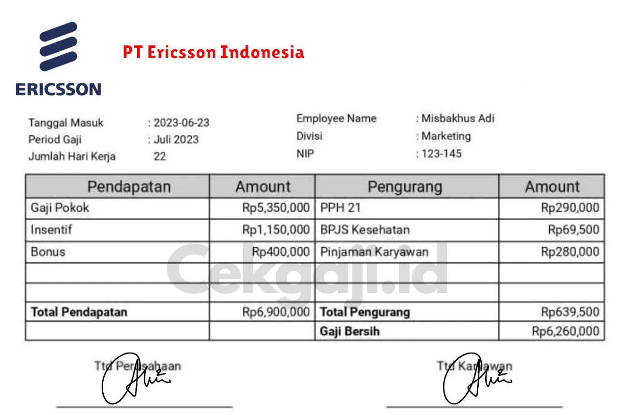 Slip Gaji PT Ericsson Indonesia