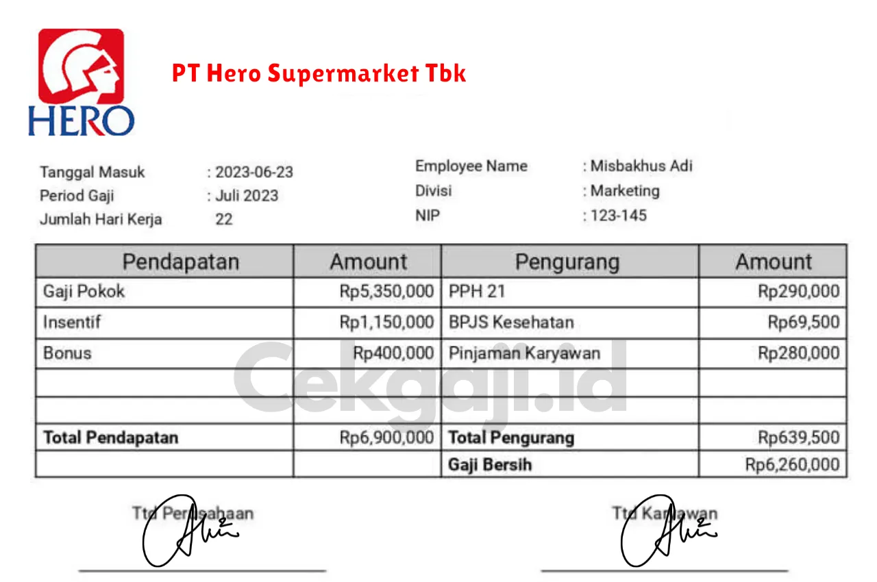 Slip Gaji PT Hero Supermarket Tbk