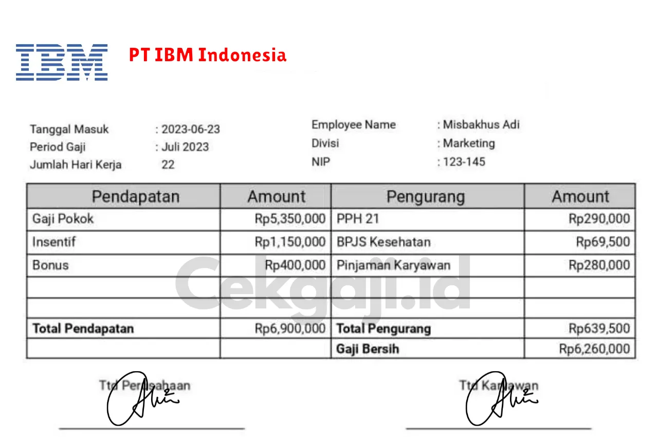 Slip Gaji PT IBM Indonesia