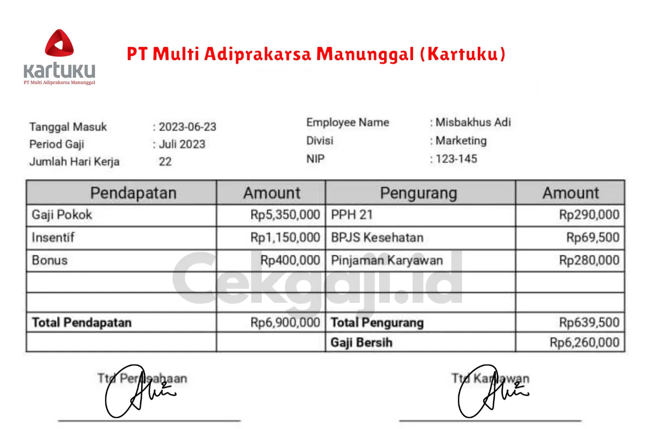 Slip Gaji PT Multi Adiprakarsa Manunggal (Kartuku)