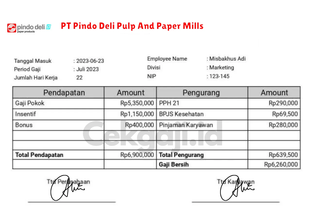 Slip Gaji PT Pindo Deli Pulp And Paper Mills