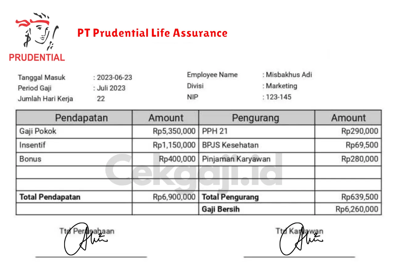 Slip Gaji PT Prudential Life Assurance