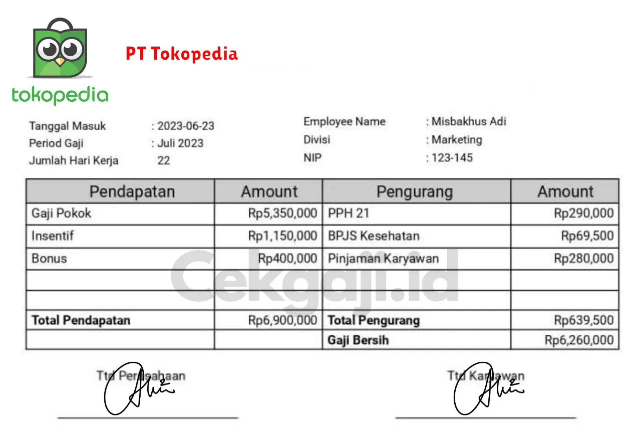 Slip Gaji PT Tokopedia