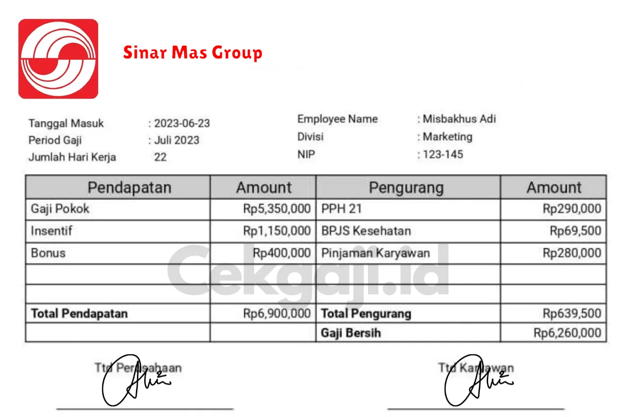 Slip Gaji Sinar Mas Group